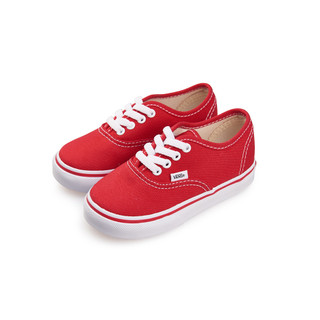 VANS TODDLER AUTHENTIC 平底 童鞋 紅色 4孔綁帶 低筒 帆布鞋 滑板鞋 VN000ED9RED