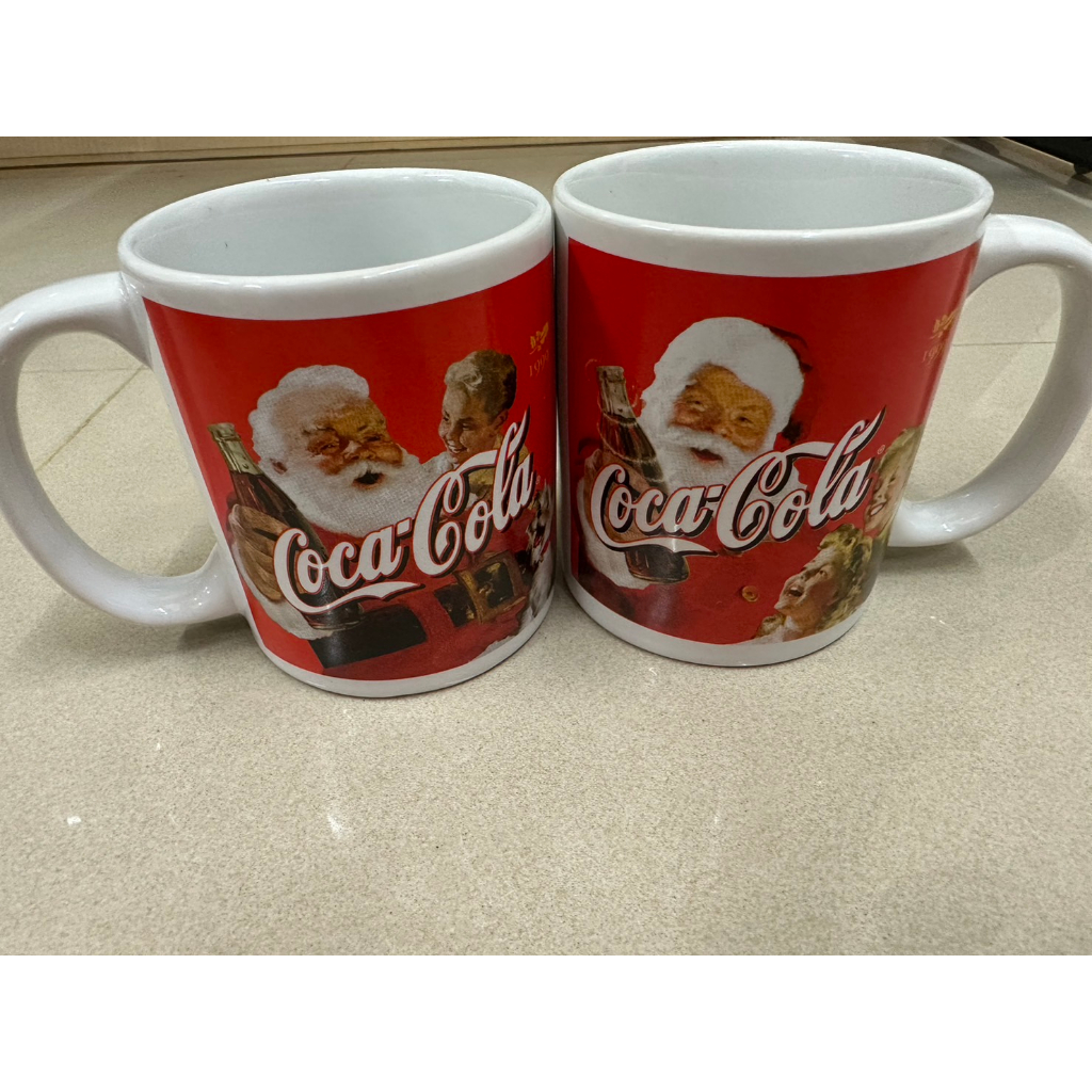 【COCA COLA】可議理想價！絕版逸品 可口可樂聖誕珍藏版馬克杯一對 （未使用）