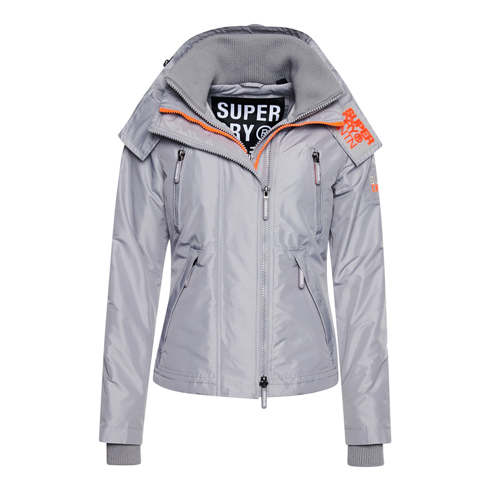 【Superdry】女裝 外套 防風防潑水 經典三層拉鍊款 MOUNTAIN WINDCHEATER 灰