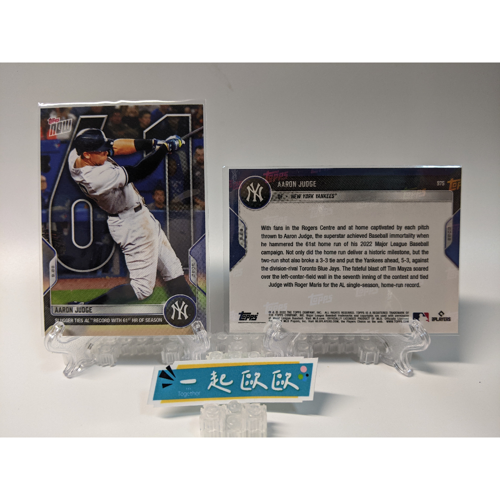  2022 Topps Now #1012 Aaron Judge 62 Homeruns AL Record