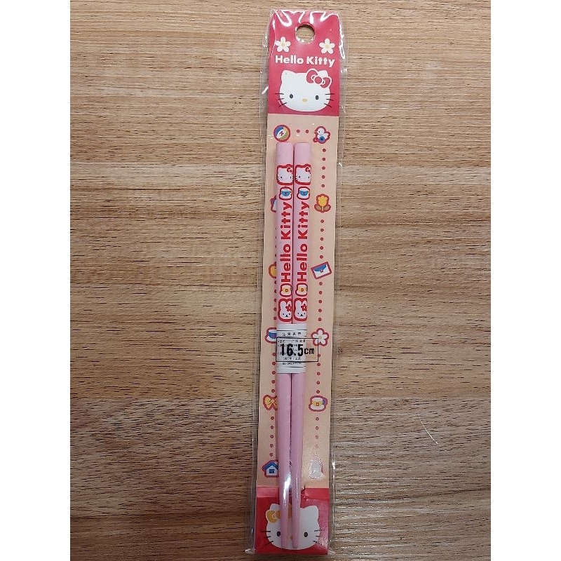 早期收藏 老件 全新 2002  Hello kitty 16.5cm 日本製 木頭筷 竹筷 環保筷