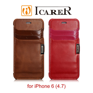 【出清】ICARER 插卡復古系列 iPhone 6 / 6S 4.7吋 磁扣側掀 手工真皮皮套