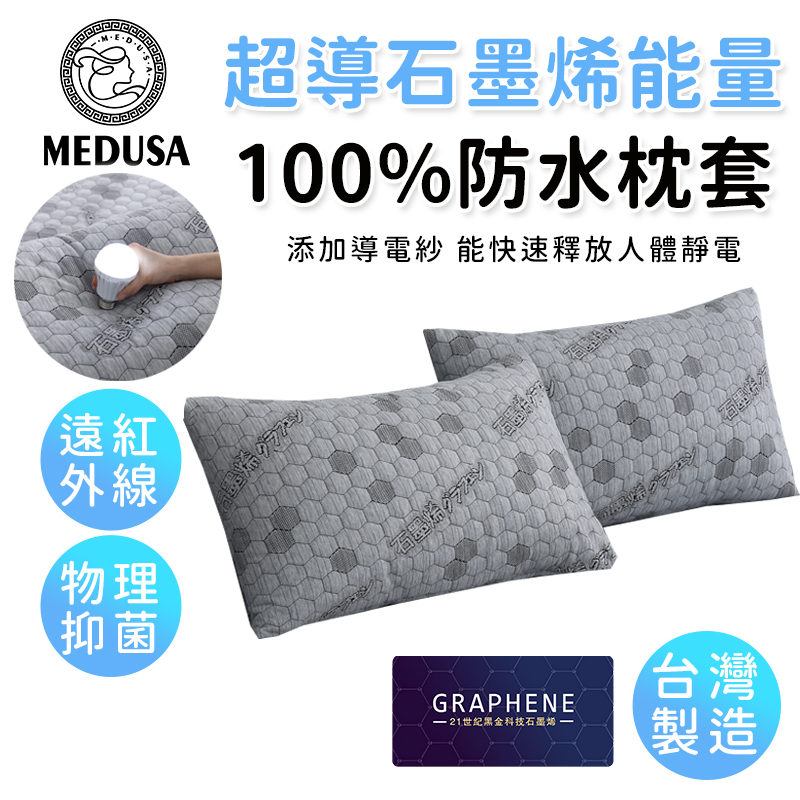【MEDUSA美杜莎】超導石墨烯100%防水枕頭保潔墊 功能型枕頭保潔墊 防水枕套