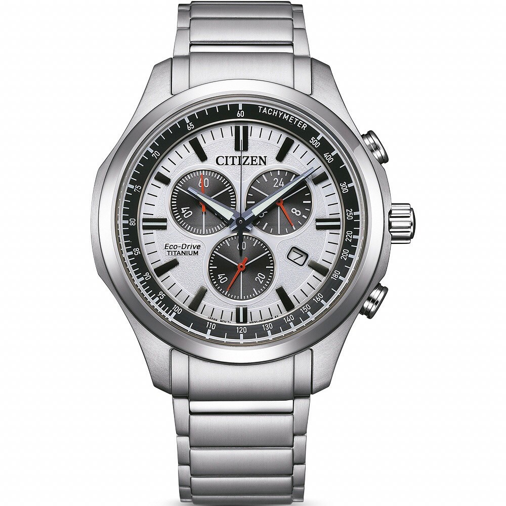 【CITIZEN 星辰】鈦金屬熊貓計時腕錶 AT2530-85A 43mm 現代鐘錶