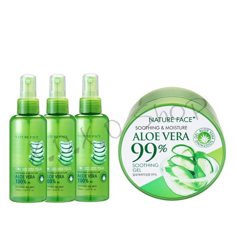 韓國 Nature Face+ 100%蘆薈保濕舒緩噴霧、99%蘆薈保濕舒緩凝膠 多款供選