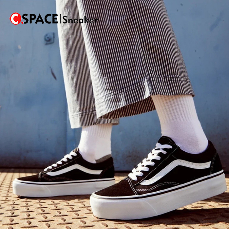 【C.SPACE】Vans Authentic 基本款 厚底 經典款 增高 鞋帶款 厚底鞋 黑白格 黑白 黑色 萬斯