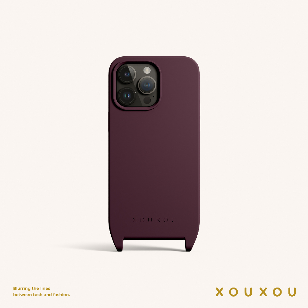 XOUXOU / FARBE 掛繩款手機殼-勃根地紫Burgundy 【iPhone 14/iPhone 15系列】