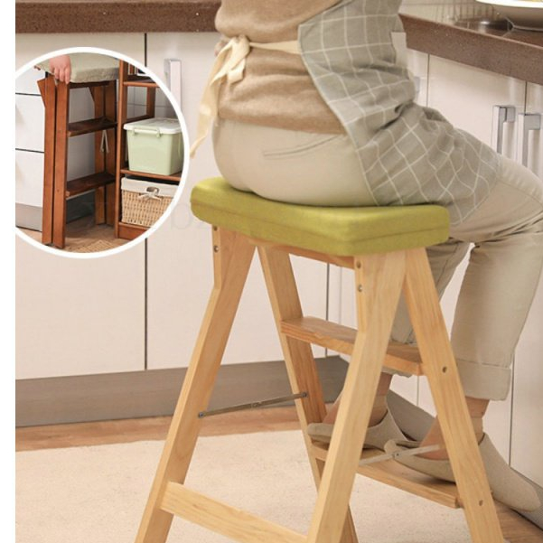 新品 優惠 梯凳可折疊廚房凳多功能闆凳傢用實木高腳凳三步梯椅吧臺凳收納