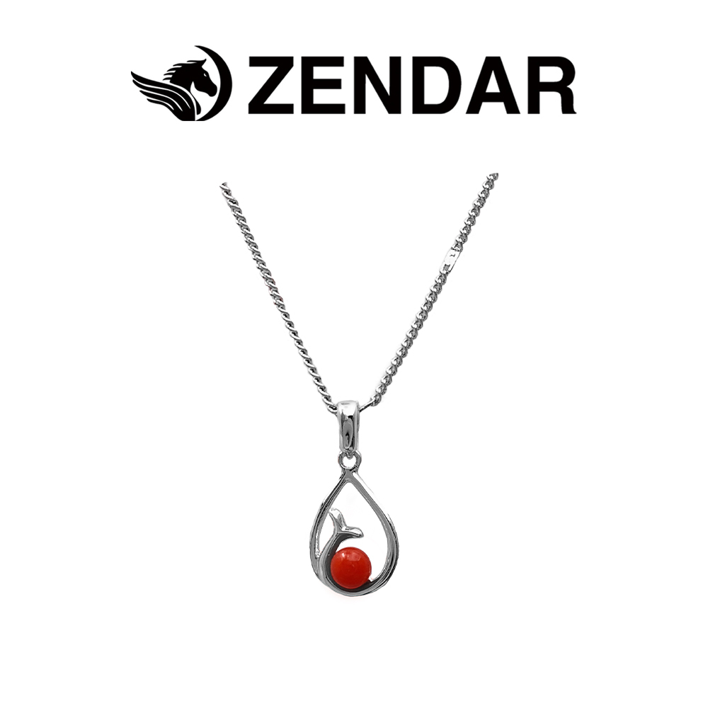ZENDAR 年度 天然 寶石 設計款-3.5mm 沙丁 珊瑚 墜鍊 項鍊 WHALE (禮盒包裝附品牌提袋)