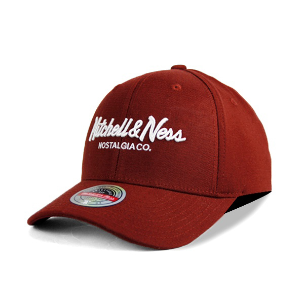 【Mitchell &amp; Ness】MN 經典排字 酒紅色 老帽 有彈性 可調式 街頭 潮流【ANGEL NEW ERA】