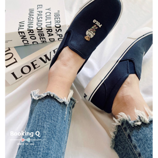 【BK】Polo Ralph Lauren 小熊 深藍 帆布鞋 休閒鞋 懶人鞋 鞋子 平底鞋