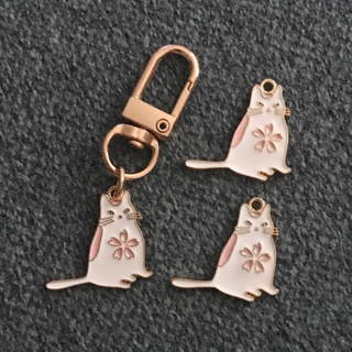 ❤️新款❤️ DIY創意 櫻花貓 貓咪 吊飾 耳環 服飾配件 項鍊 背包掛飾 鑰匙圈 配件 airpods
