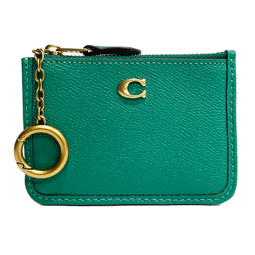 【COACH】專櫃款字母C悠遊卡夾鑰匙零錢包(藍綠)