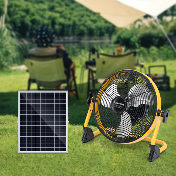 12吋太陽能直流變頻風扇 大風力蓄電池 無刷電機 便攜式無線充電風扇 戶外 地攤 露營