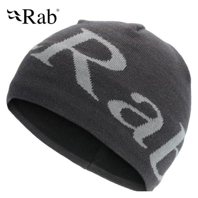 【Rab 英國】Logo Beanie 保暖帽 煤炭黑 (QAB-39)｜毛帽 冬季戶外保暖