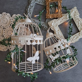 鳥籠 可開蓋 大小一組 超值👍 復古白色 台灣🇹🇼現貨 彰化出貨 白色 裝飾 鐵製 批發 美式 雜貨 婚禮 佈置 花木馬