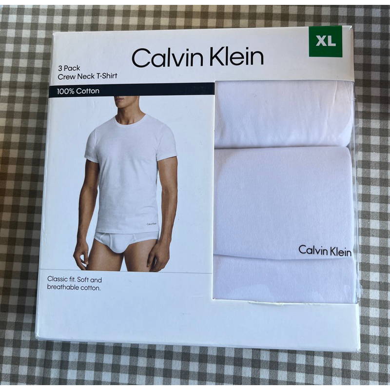 《奧蕾特outlet》CK男生內衣 白）CK短袖上衣 Calvin Klein 男純棉短袖上衣三件組 新品