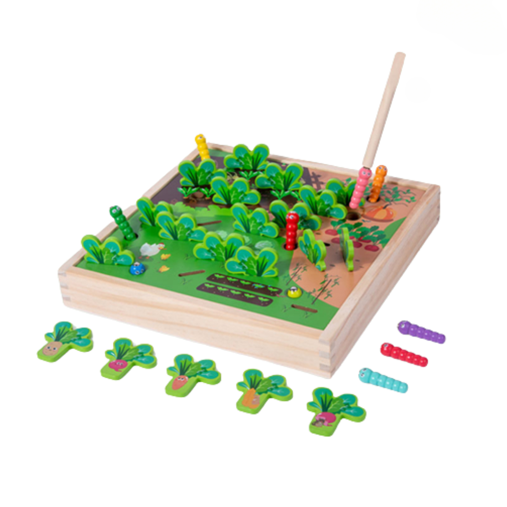 兒童益智玩具 抓蟲遊戲 磁鐵玩具 拔蘿蔔 田園抓蟲遊戲 木製玩具 拔蘿蔔抓蟲遊戲 早教捉蟲 玩具 65080