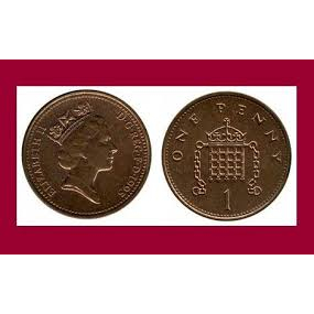 【全球郵幣】  England 1995 NEW PENNY 1 Pence 1便 士AU 英國伊莉莎白二世女王肖像