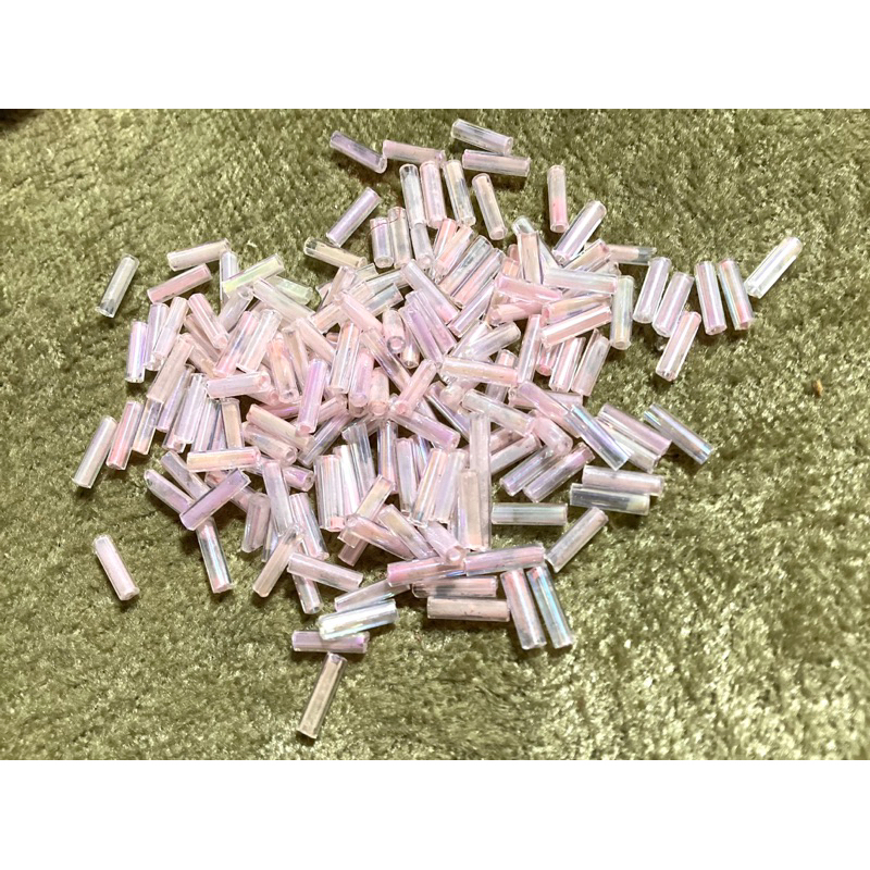 粉紅 粉藍 玻璃珠 高級 禮服 髮飾 幻彩 亮澤 管珠 5mm - 6mm  DIY 飾品 $12/ 5g