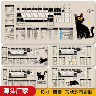 可愛貓咪滑鼠墊EXCEL函數大全WPS PR PS WORD鎖邊快捷鍵超大號辦公室桌墊原創可愛女生卡通鍵盤墊