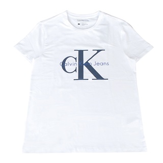 CK Calvin Klein 經典字母LOGO交叉牛仔小C大K造型男仕短袖T恤(男版/白)
