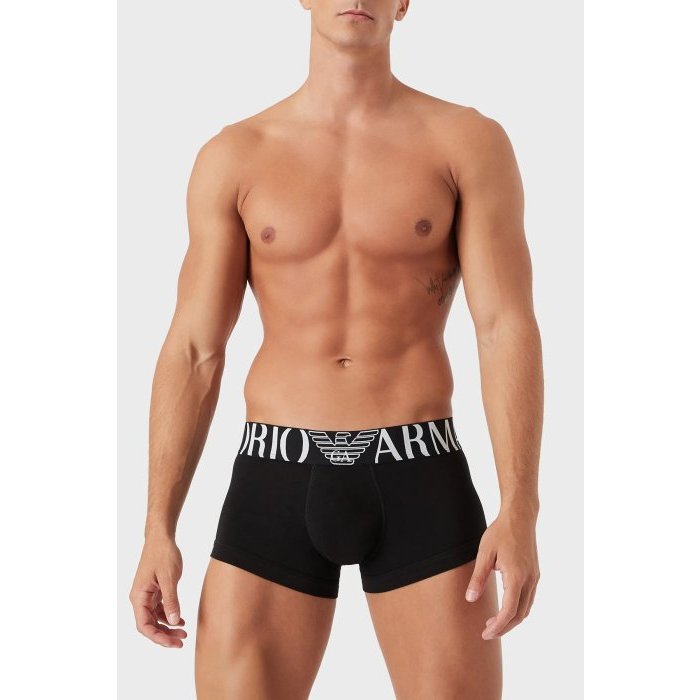 Yisz World Emporio Armani Pamuklu Erkek Boxer亞曼尼低腰四角褲_黑色