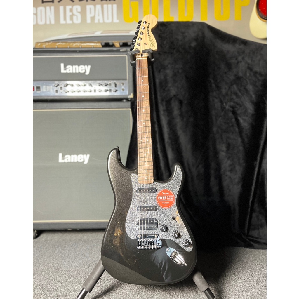 【名人樂器】新款 2023 Fender Squier Affinity FSR限量版 稀有金蔥黑