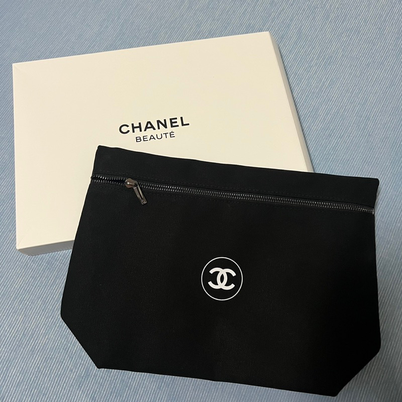 Chanel香奈兒 精緻黑色大容量化妝包/收納包 VIP 贈品