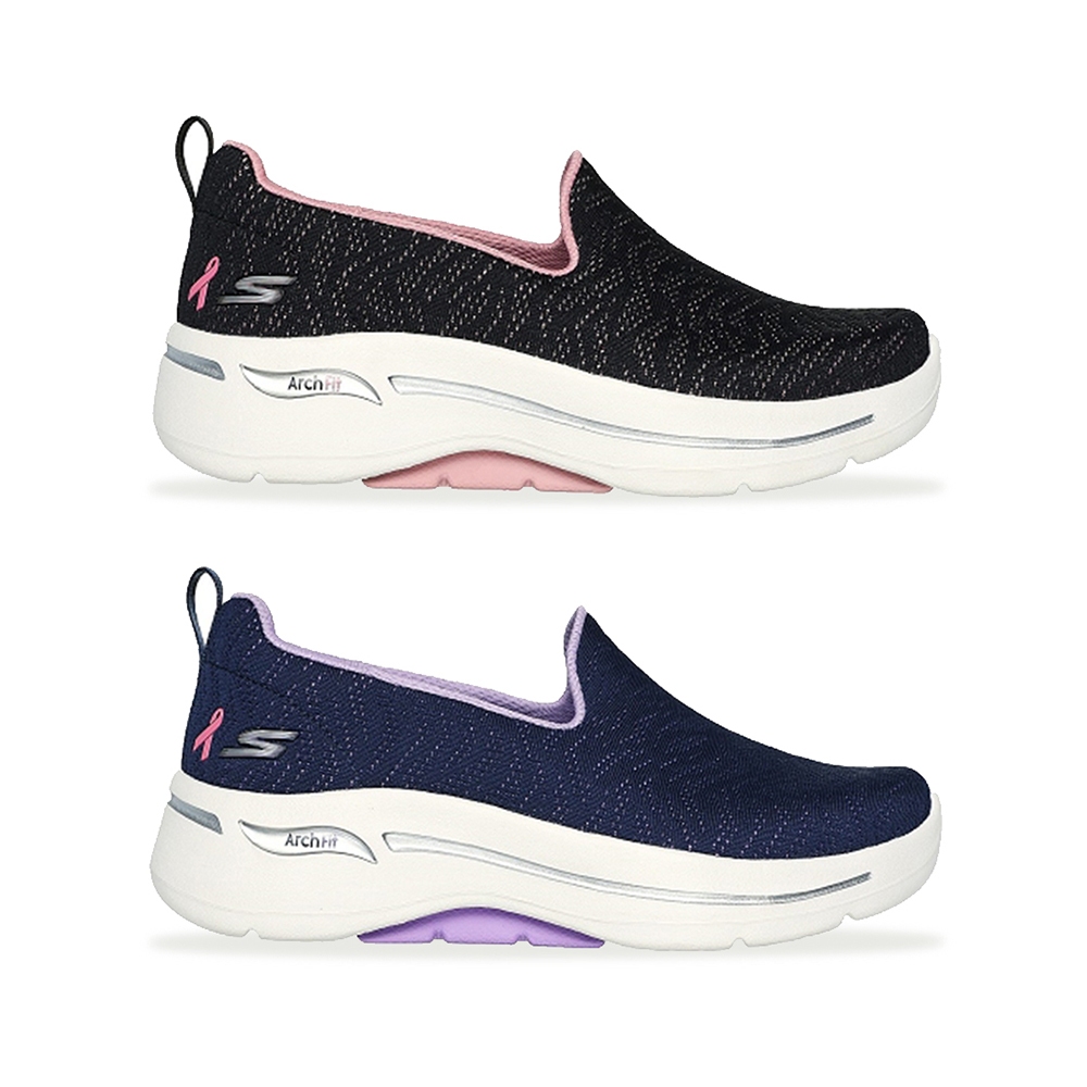 SKECHERS 女 GO WALK ARCH FIT 粉紅絲帶限定款 寬楦健走鞋 - 896263WBKPK/NVLV