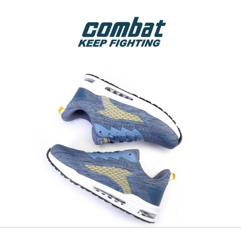 COMBAT 艾樂跑男鞋 輕量透氣 Q彈減震全氣墊慢跑鞋 藍黃22591