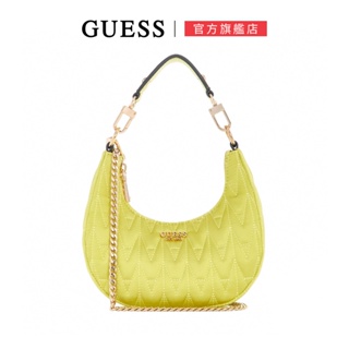 【GUESS】GOLDEN ROCK 時髦地位 Y2K 輕奢 衍縫 馬鞍 半月 肩背包 黃