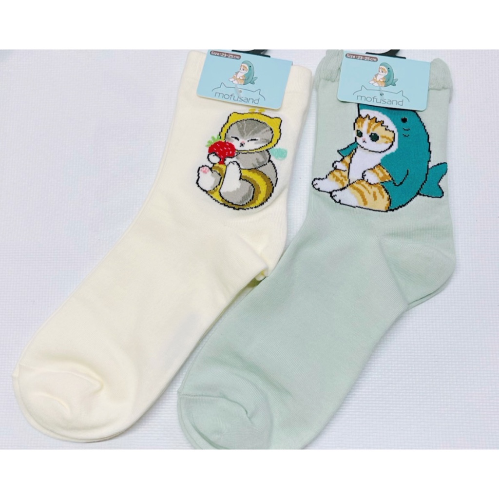 現貨 mofusand 圓領 襪子 短襪 日本帶回 貓咪 鯊魚貓