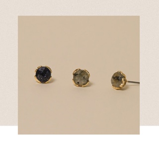 【Kava Accessories】 記憶中的你 | 藍砂石&拉長石 | 貼耳耳環 ｜耳環 飾品 品牌旗艦