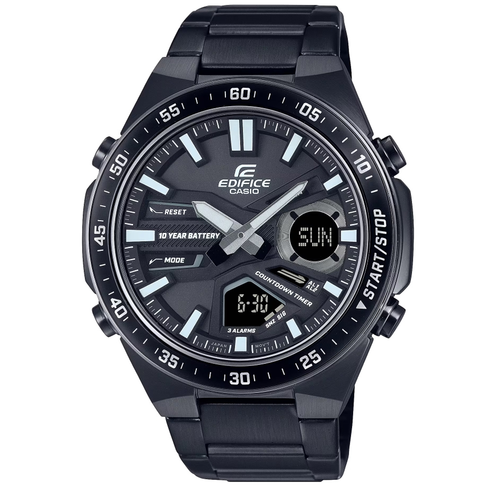 CASIO 卡西歐 EDIFICE  紳士計時手錶-黑 EFV-C110DC-1A