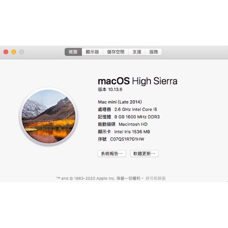 [型號] Mac mini i5 Late 2014  [規格] Corei5 SSD 8G 500G