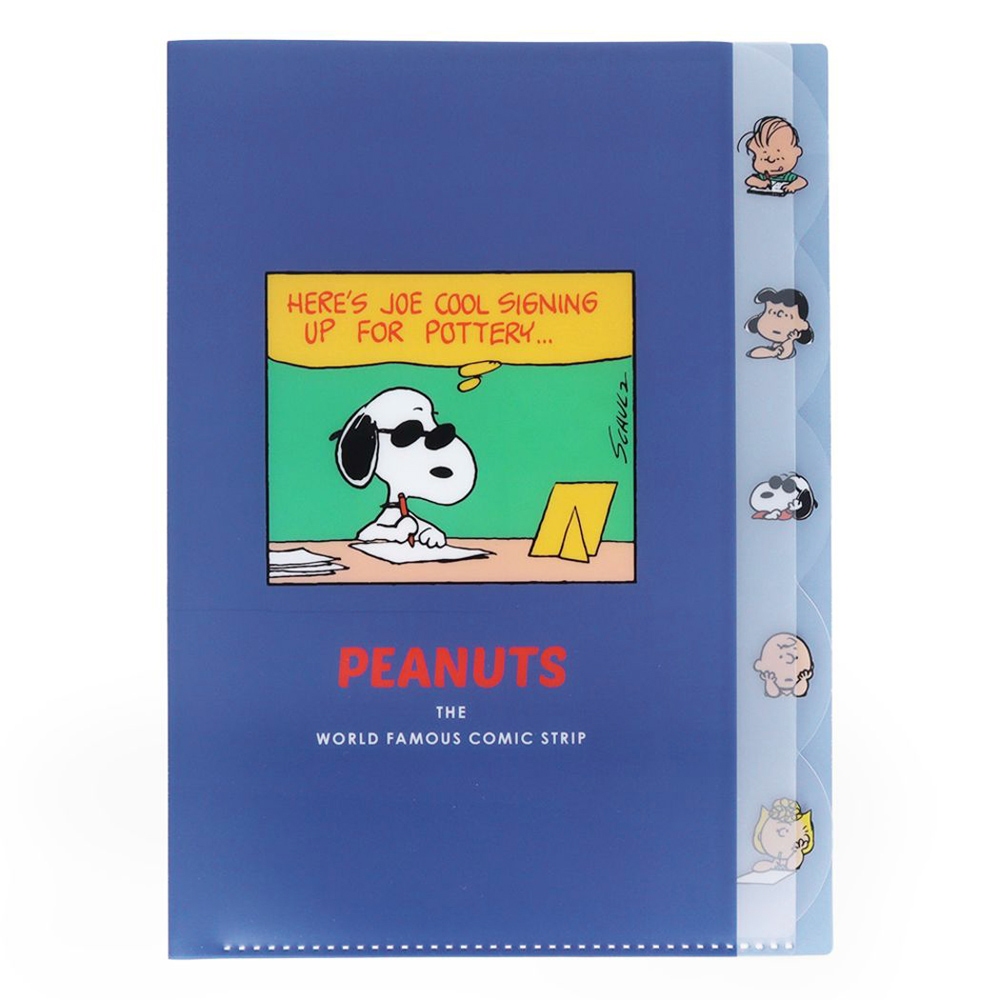 sun-star 日本製 Snoopy 五層索引資料夾 A4  史努比 喜劇場景 耍酷 寫字 UA72463