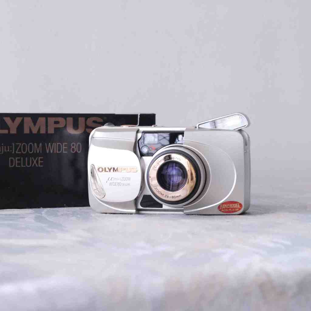 盒裝 Olympus mju zoom wide 80 喵 變焦 傻瓜 底片 相機