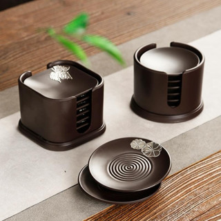 電木茶杯墊 功夫茶道 茶具 隔熱墊子 杯託 日式家用 黑檀木 組合套裝配件 茶具墊 茶杯墊 中式杯墊