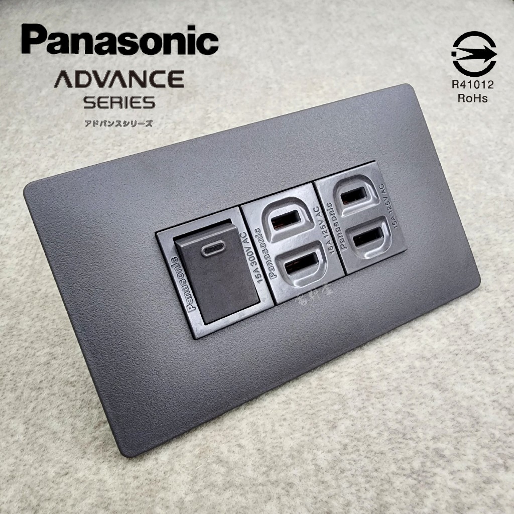 新品 日本製 面板 ADVANCE 單開 雙插 清水模  國際牌 Panasonic 開關 雙插座 極簡風 鋼鐵灰 無印