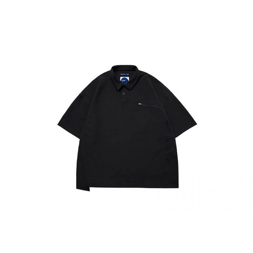 【W.SECOND+】MELSIGN 22 S/S Zip-Pocket Polo Shirt - BLACK