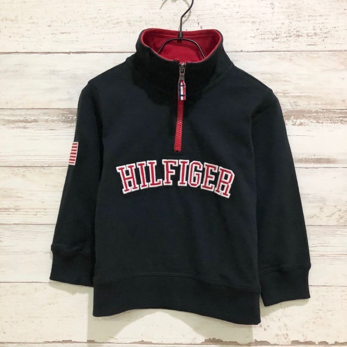 Maple麋鹿小舖 美國購買 童裝品牌 TOMMY HILFIGER 男童黑色字母立領長T ＊ ( 現貨5號 )