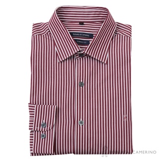 ROBERTA諾貝達 獨特迷人 合身版 純棉直條紋長袖襯衫VFG60-78磚紅