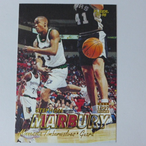 ~Stephon Marbury/馬布瑞~NBA球星/馬大帥/Garnett同框.1997年FLEER籃球卡