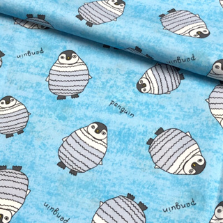 豬豬日本拼布 企鵝 藍色 棉布材質