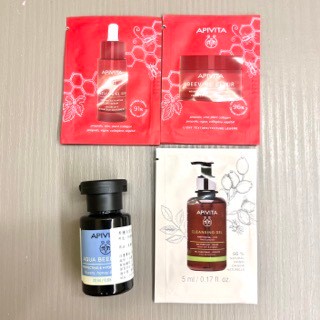 栗子美妝🌰｜APIVITA 蜂膠青檸潔膚露 5ml 膠原緊緻彈潤精華 膠原緊緻彈潤乳霜 2ml 試用包