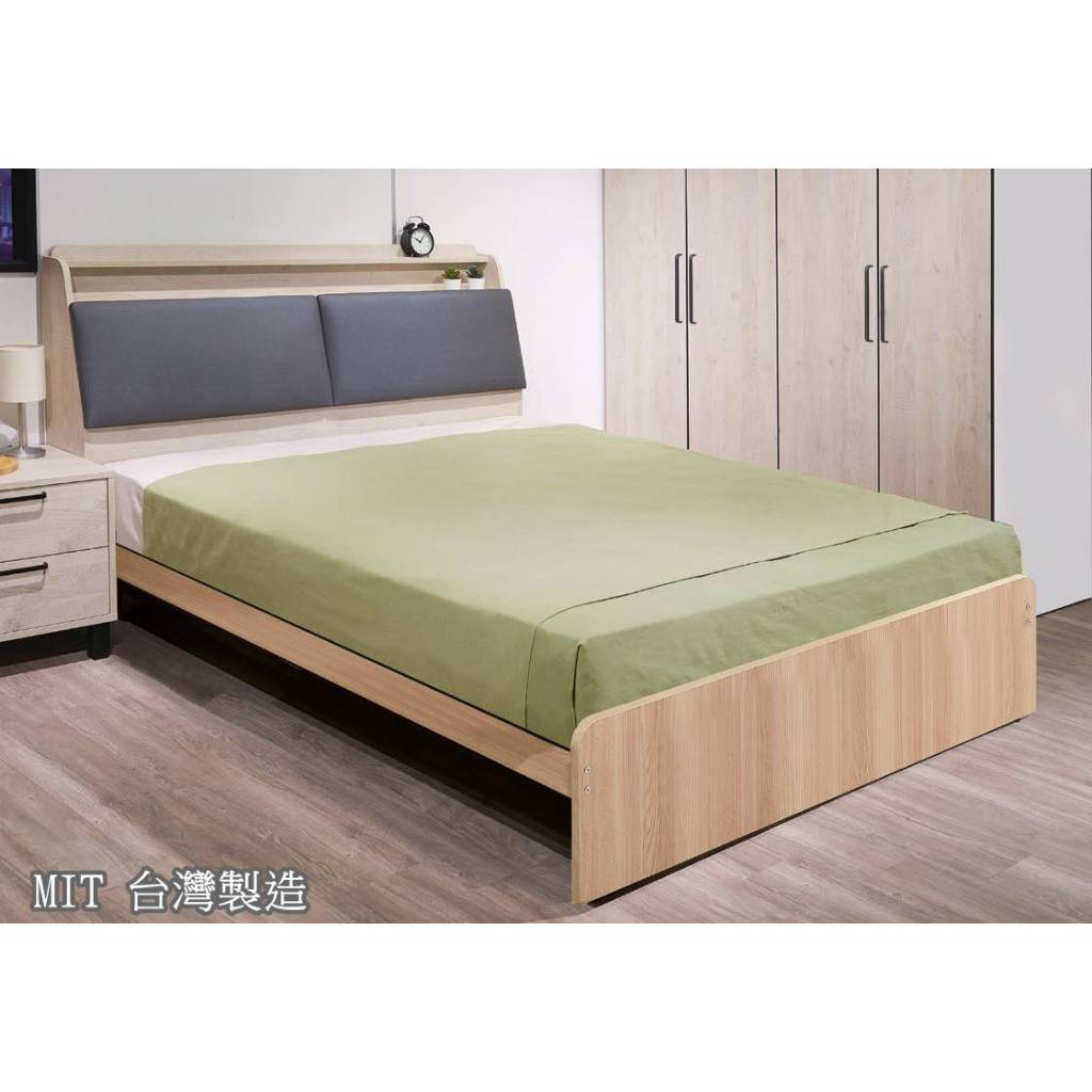 【萊夫家居】HJS-415-2A：系統貓抓皮5尺雙人床【台中家具】床頭箱+床架 系統家具 低甲醛E1系統板 台灣製造