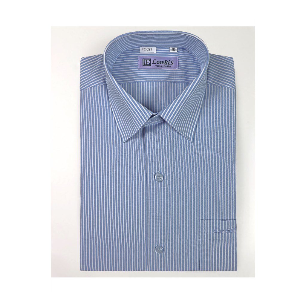 【儂禮士官方】水藍底白條紋長袖襯衫 / 舒適透氣