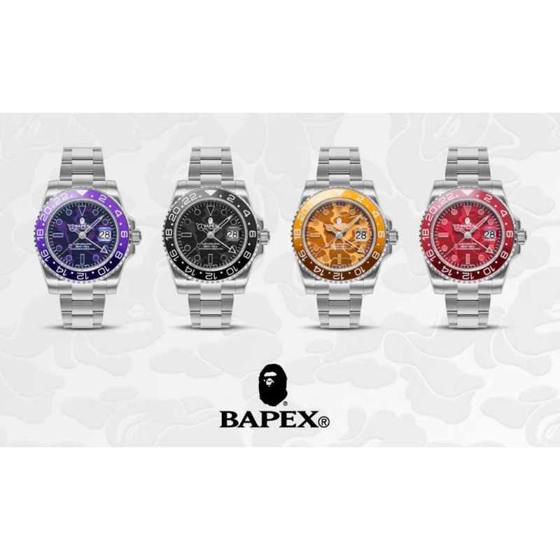 日本代購APE BAPE CAMO BAPEX TYPE2 機械錶 大錶徑 猿人頭迷 多色 迷彩狼 手錶