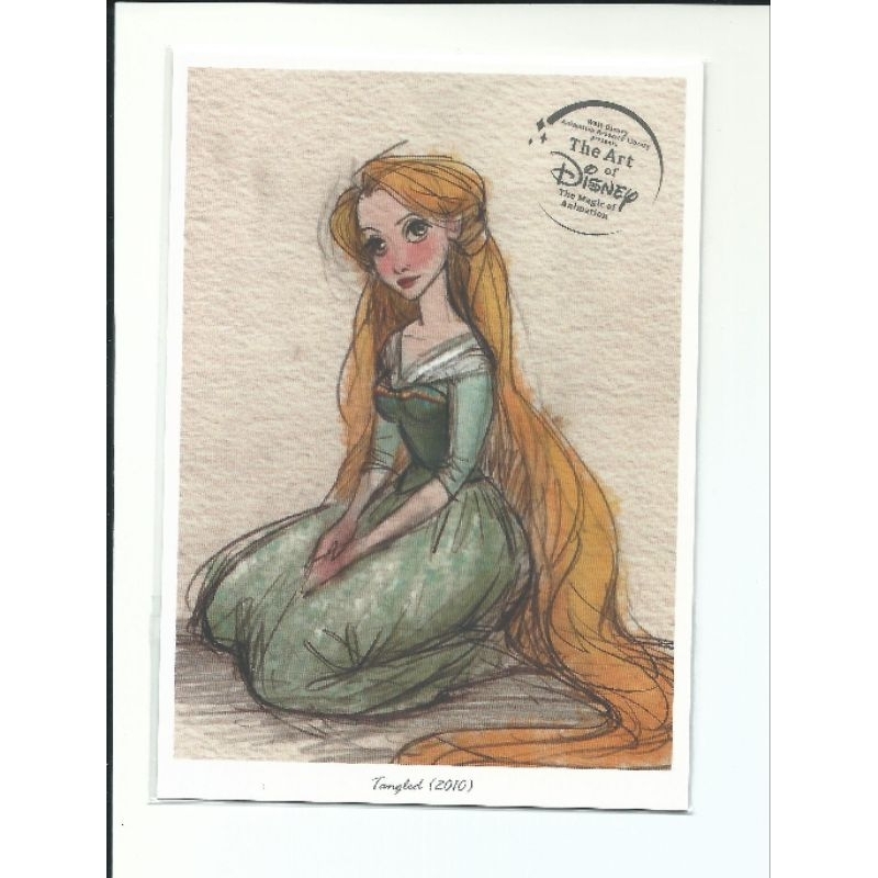 全新品-Disney迪士尼動畫展限定-長髮公主手繪圖明信片（非酷卡）